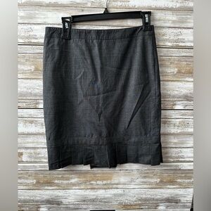 Express Charcoal Wool Blend Pencil Skirt Pleated Hem Career Work